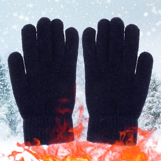 1Pair Winter Warm Knitted Full Finger Gloves Men Women Elastic Solid Woolen Mittens Thick Warm Outdoor Cycling Driving Gloves