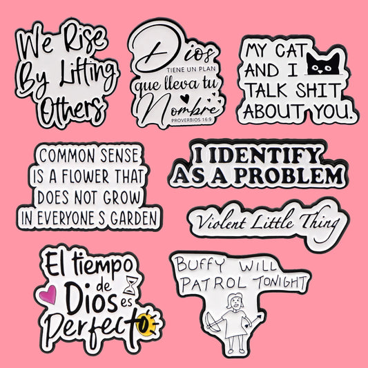 Funny Quotes Series Enamel Pins Lapel Pin Badge For Backpack Clothes Hat Pins Simple Metal Brooches Jewelry Gifts For Friends